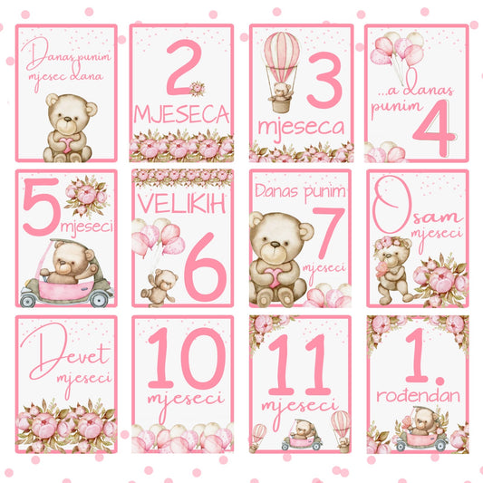 SET BABY KARTICE ZA SLIKANJE “PINK MEDVJEDIĆ”